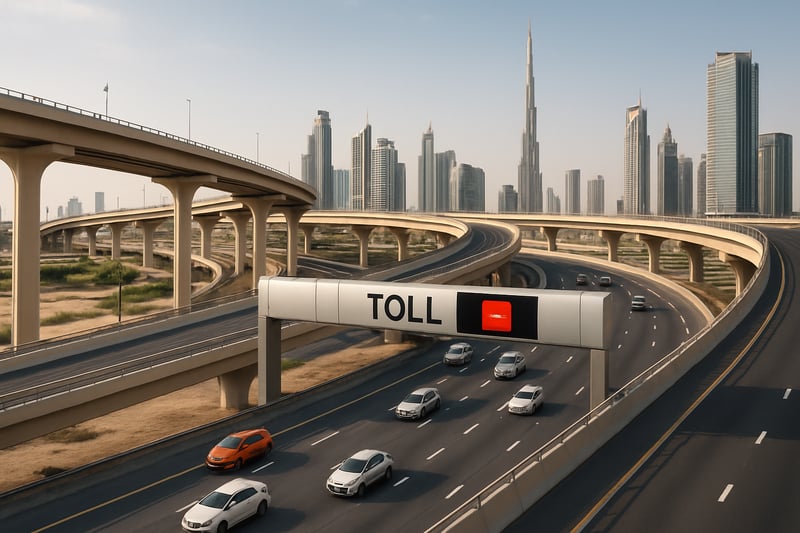 Modern toll road infrastructure in Dubai